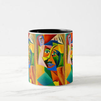 Taza Bicolor Resumen en estilo cubismo
