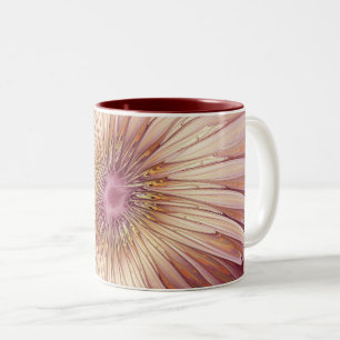 Taza Bicolor Resumen Flor Arte Fractal y tonos de Borgoña