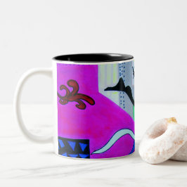 Taza Bicolor Resumen Formas Geométricas Brillantes Rosa Azul