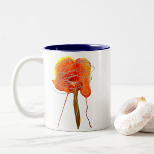 Taza Bicolor Resumen garabato flor floral arte moderno