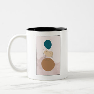 Taza Bicolor Resumen moderno Boho Mug - Minimalista Coff neutra