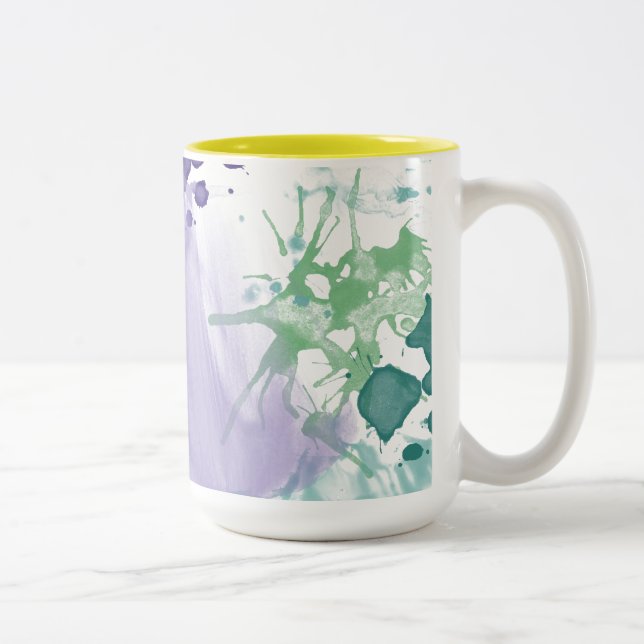 Taza Bicolor Resumen Paint Purple Green (Derecha)