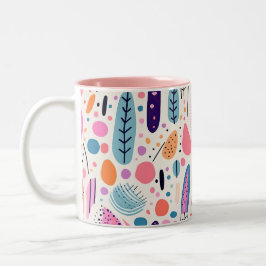 Taza Bicolor Resumen Patrón Botánico Pastel Moda BOHO