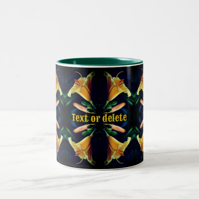 Taza Bicolor Resumen personalizado de la flor amarilla (Centro)