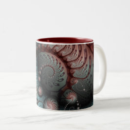 Taza Bicolor Resumen Vivid Fantasy Fractal Art Brown Blue