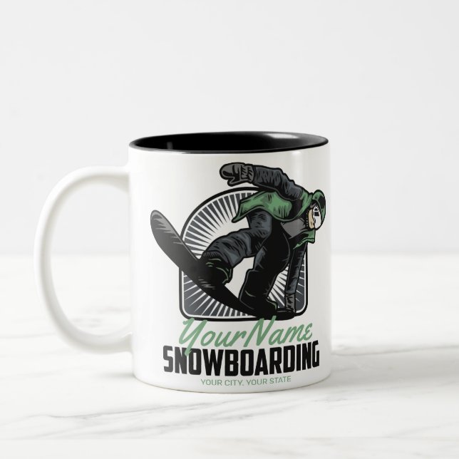 Taza Bicolor Retirada personalizada de snowboard (Izquierda)
