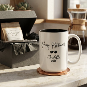 Taza Bicolor Retirement Gift – “The Adventure Begins” Elegant