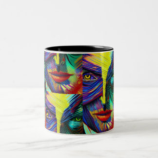 Taza Bicolor Retrato abstracto de fantasía