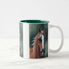 Taza Bicolor Retrato árabe del caballo de Z