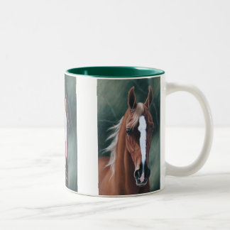 Taza Bicolor Retrato árabe del caballo de Z