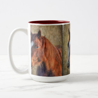 Taza Bicolor Retrato de caballo de acedera sobre efecto de grif