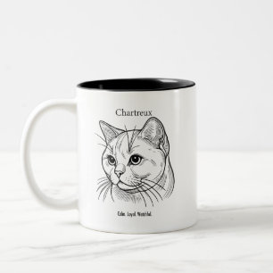 Taza Bicolor Retrato de gato de Chartreux