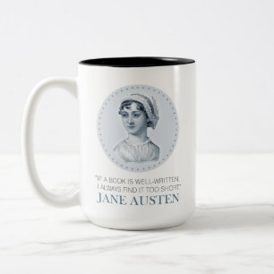 Taza Bicolor Retrato de Jane Austen y cita para leer