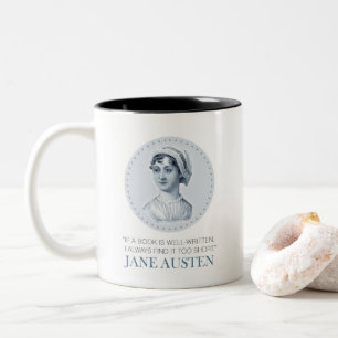 Taza Bicolor Retrato de Jane Austen y cita para leer