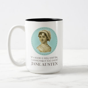 Taza Bicolor Retrato de Jane Austen y cita para leer