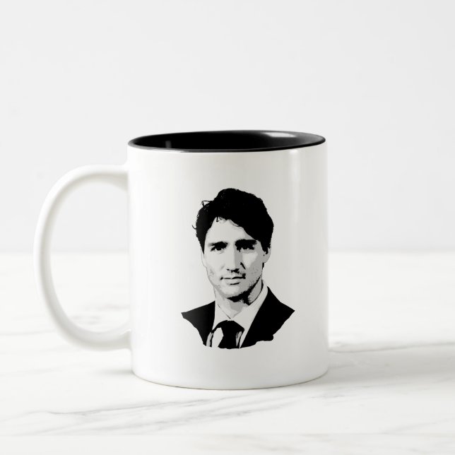 Taza Bicolor Retrato de Justin Trudeau (Izquierda)