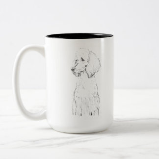 Taza Bicolor Retrato de mascota de perro Caniche Estándar 