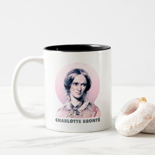 Taza Bicolor Retrato de pintura Charlotte Bronte Pink Richmond (Con donut)