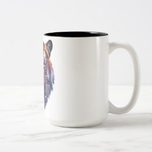 Taza Bicolor Retrato de Tigre Bio-Mecánico Cibernético