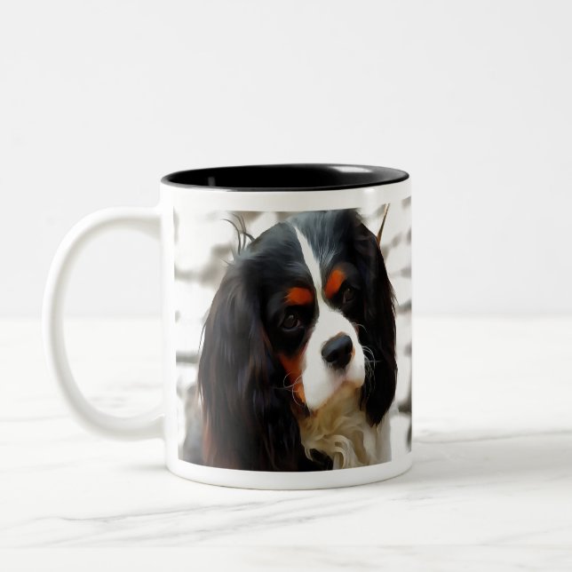 Taza Bicolor Retrato De Un Rey Charles Cavalier Spaniel (Izquierda)