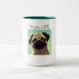 Taza Bicolor Retrato facial de pug de porción de porcino precio