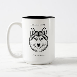 Taza Bicolor Retrato Husky Siberiano