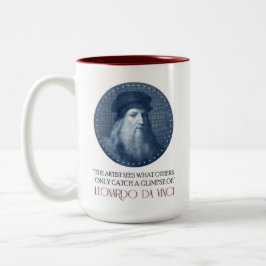 Taza Bicolor Retrato Leonardo da Vinci con cita