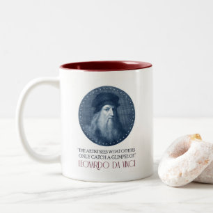 Taza Bicolor Retrato Leonardo da Vinci con cita