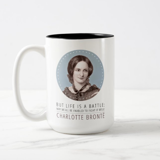 Taza Bicolor Retrato y cotización de Charlotte Bronte (Izquierda)