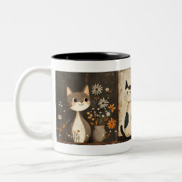 Taza Bicolor Retratos de gatos, conjunto de 3 gatos de gatito p