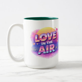 Taza Bicolor  Retro 80's Love In The Air Valentine Lover Candle