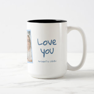 Taza Bicolor Retro Azul Sunshine Mejor Mamá Personalizada con F