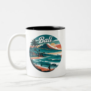 Taza Bicolor Retro Bali Travel - Sunset Beach & Ocean