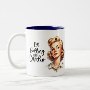Taza Bicolor Retro Chic: Mujer de los 50 Sarcástica Divertida 