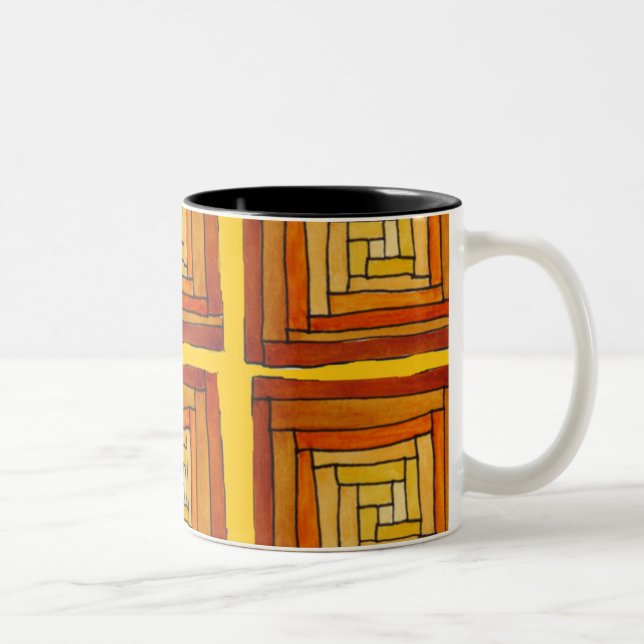 Taza Bicolor retro cuadrado art deco color marrón (Derecha)