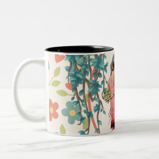 Taza Bicolor Retro floral vintage mujeres disfrazables con dos