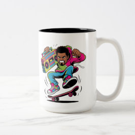 Taza Bicolor Retro Hip Hop Skateboarder