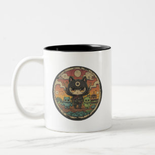 Taza Bicolor Retro Island Pals: Gato Ninja