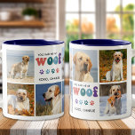 Taza Bicolor Retro Me Tenías Horas Del Personalizado 8 Perro Co<br><div class="desc">Presentamos nuestra taza de café "You Had Me at WOOF", la adición perfecta a la cocina de cualquier amante del perro. Esta taza de perro presenta un diseño moderno retro y bonito, con espacio para hasta 8 fotos de tu amado mascota. Es una gran manera de mostrar a tu amigo...</div>