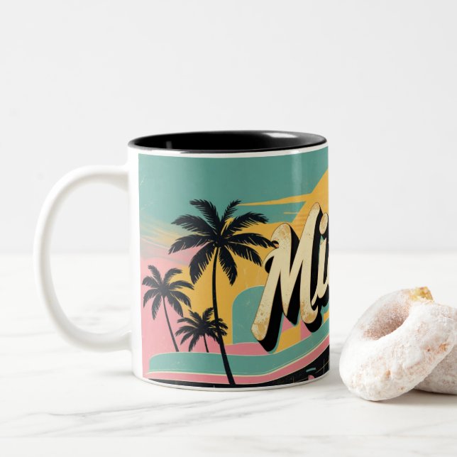 Taza Bicolor Retro Miami Sunshine (Con donut)