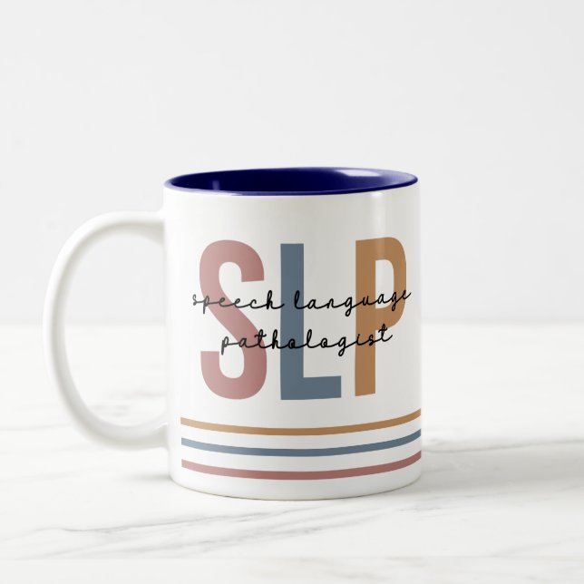 Taza Bicolor Retro patólogo del lenguaje de voz SLP (Izquierda)