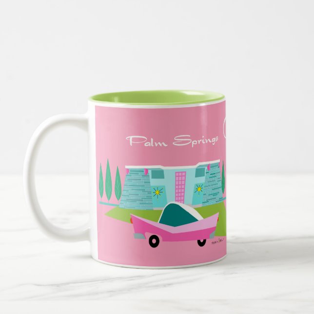 Taza Bicolor Retro Pink Palm Springs Mug (Izquierda)