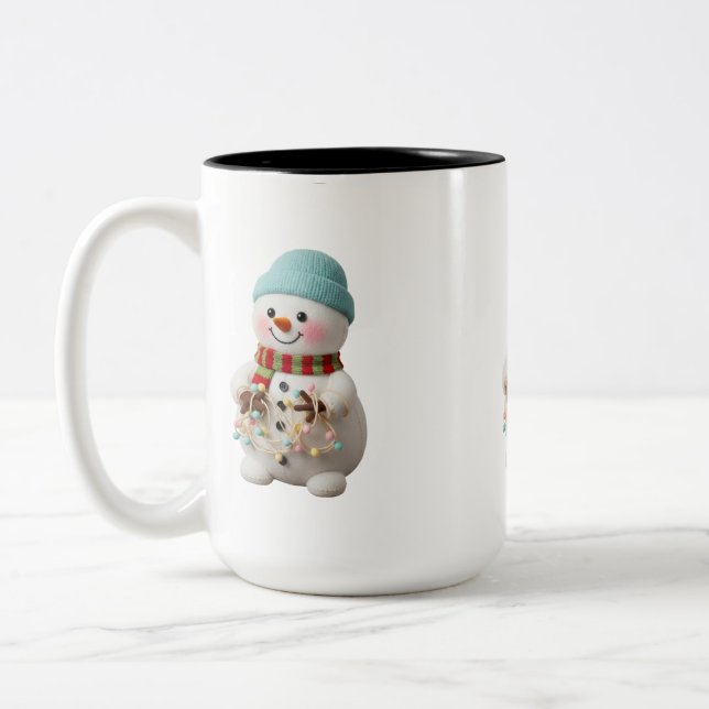 Taza Bicolor Retro Plush Snow Globe Santa (Izquierda)