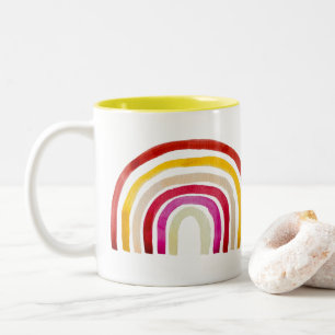 Taza Bicolor Retro Rainbow lindo acuarela