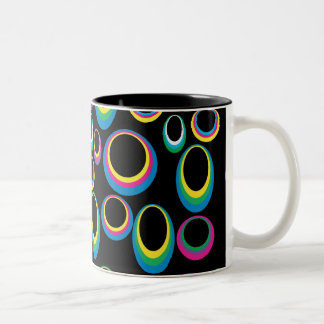 Taza Bicolor Retro Rainbow Ovals Mug