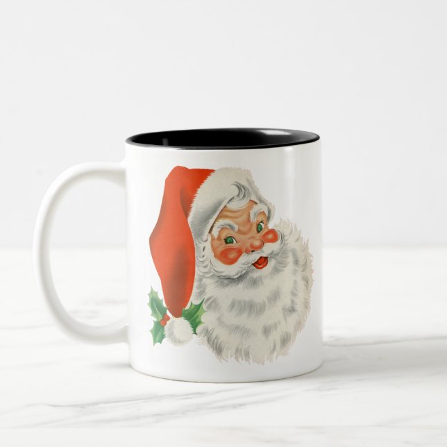 Taza Bicolor Retro Santa Festividad Clásica (Izquierda)