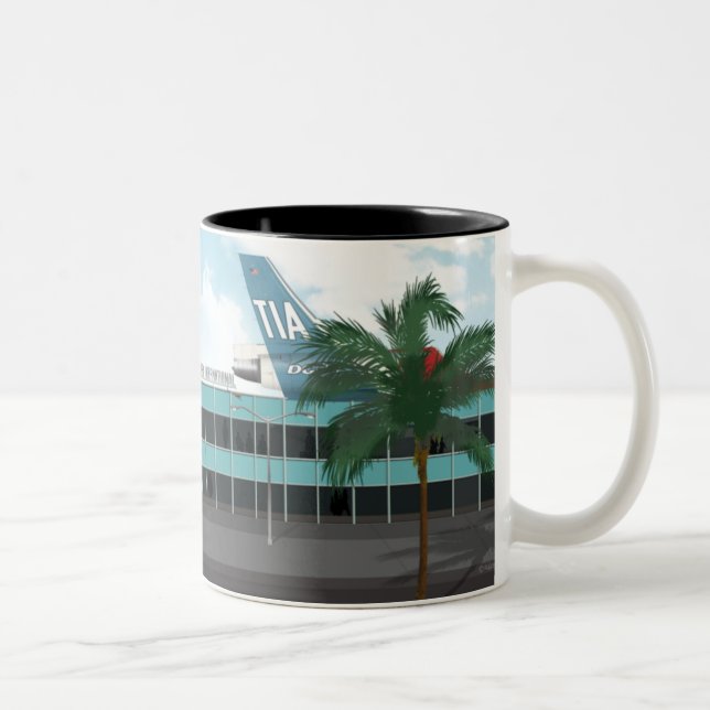 Taza Bicolor Retro Trident Jet Age Silohuette Mug (Derecha)