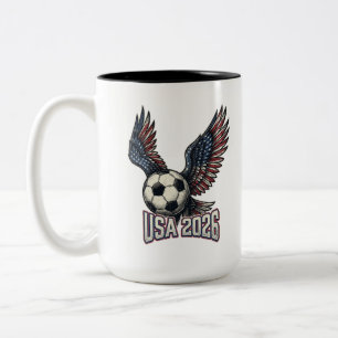 Taza Bicolor Retro USA Fútbol 2026 Alas de Águila