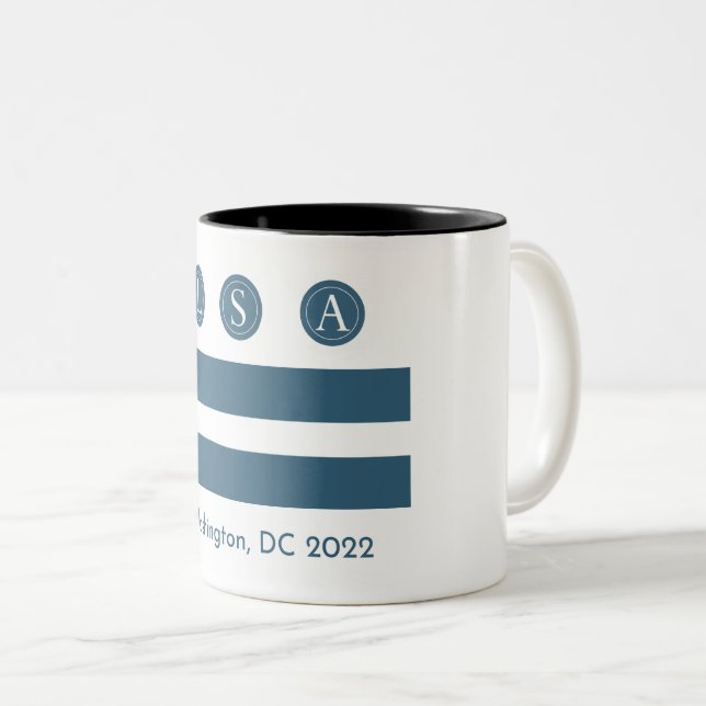 Taza Bicolor Reunión Anual de LSA 2022, logotipo de bandera de  (Anverso derecho)