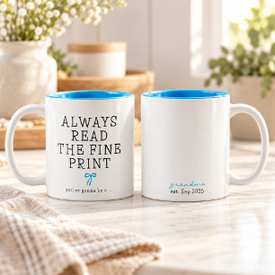 Taza Bicolor Revelación de Embarazo Siempre Lee la Letra Pequeñ